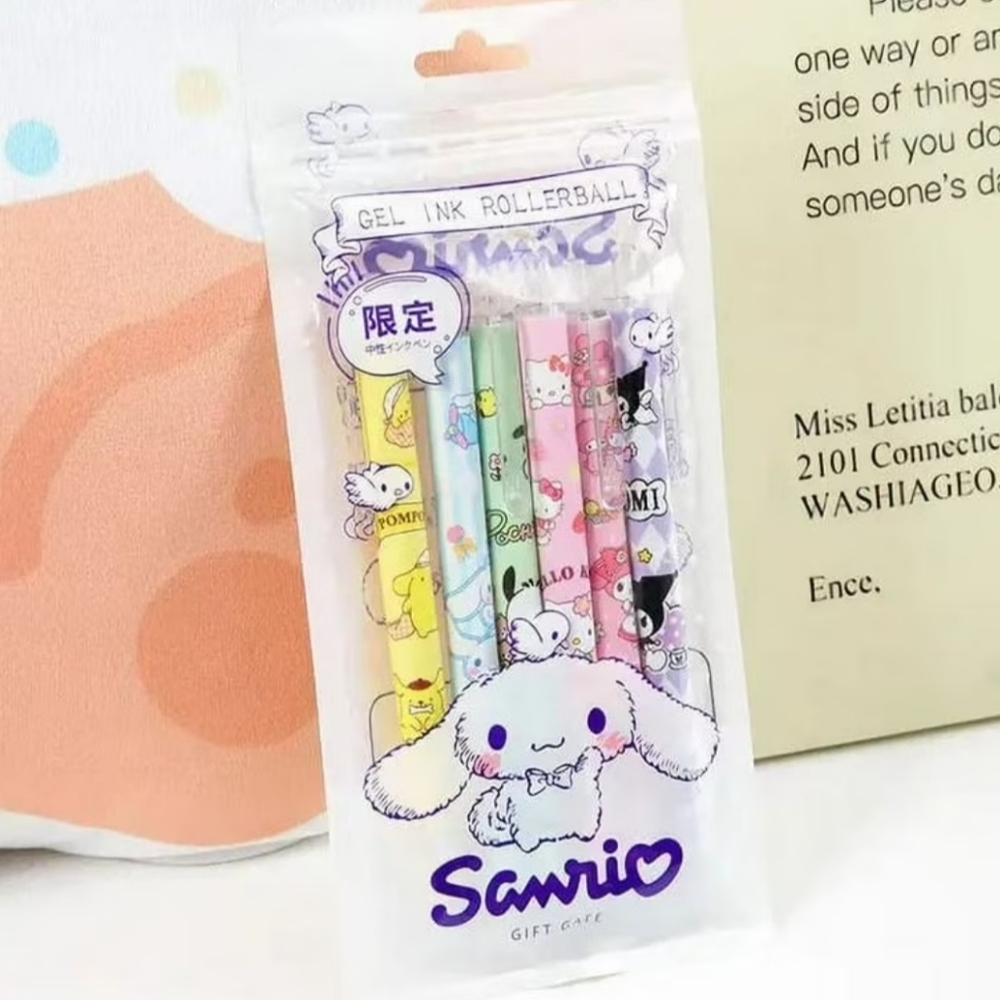 6Pcs/Set Kawaii Sanrio 0.5mm Gel Pens